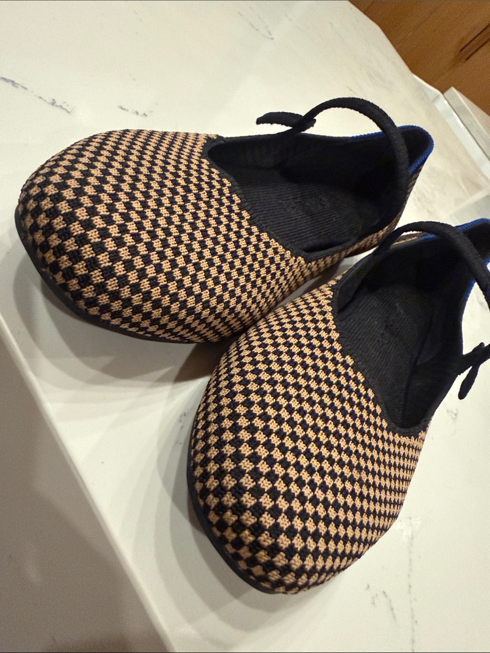 Rothy's The Square Mary Jane in Wren Brown and Black Micro Checkered Size 9 - Picture 3 of 11